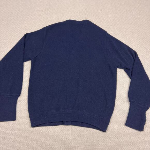 Izod Cardigan Sweater Mens Medium Navy Blue Knit Preppy Classic Golf Made in USA - Picture 2 of 6